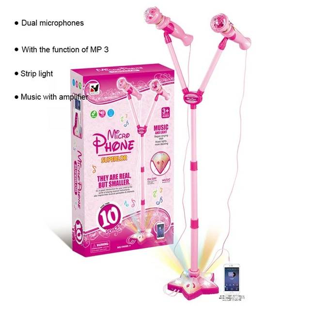 Karaoke MP3 Dual Microphones With Stand
